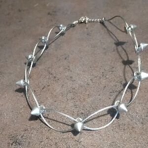 Silver Spiked Choker Necklace